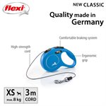 Flexi Classic Cord Extra Small 3m Up to 8kg Blue