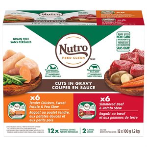 NUTRO Adult Dog Cuts in Gravy Chicken / Beef Variety Pack 2x6 / 3.5 oz