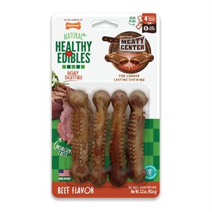 Nylabone Healthy Edibles Meaty Center Treats Beef Small 4 Count