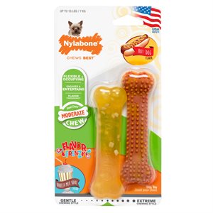 Nylabone Moderate Chew Flavor Frenzy Hotdog / Milkshake 2 Pack Petite