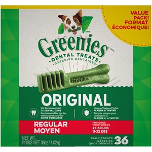 Greenies Gâteries Dentaire pour Chiens Emballage Valeur 36oz Moyen