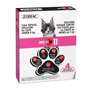 Zodiac Infestop II for Cats 4KG and Under - 4 Tubes