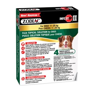 Zodiac Infestop II for Dogs 11 KG - 25 KG - 4 Tubes