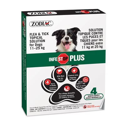 Zodiac Infestop PLUS for Dogs 11KG - 25KG - 4 Tubes