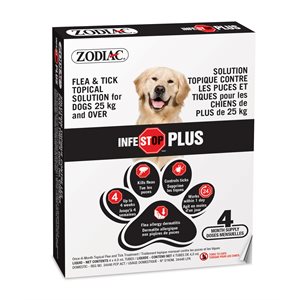 Zodiac Infestop PLUS for Dogs 25KG and Over - 4 Tubes