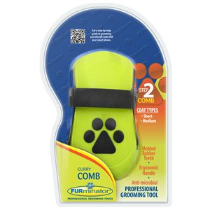 FURminator Curry Comb for Dogs English Only Packaging
