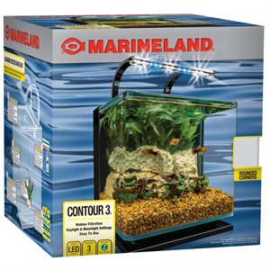 Marineland Trousse d'Aquarium avec Lumière sur Rail « Contour » 3 Gallons