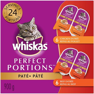 Whiskas Chat Adulte Perfect Portions Boeuf & Poulet Emballage Varié 2x12 / 75g