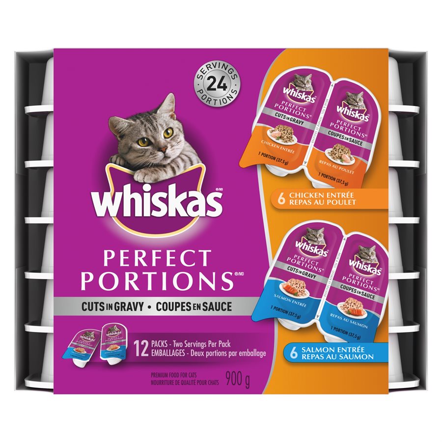 Whiskas Chat Adulte Perfect Portions Poulet & Salmon Emballage Varié 2x12 / 75g