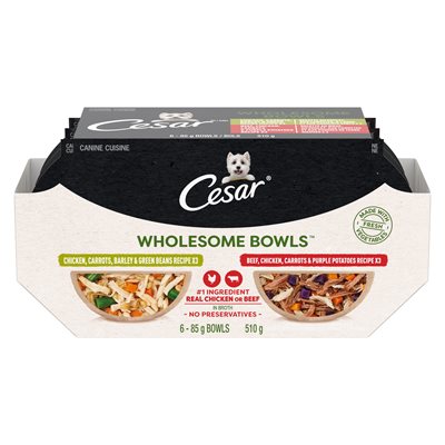 Cesar Wholesome Bowls Chicken / Carrots & Beef / Chicken Variety Pack 2 x 6 / 85g