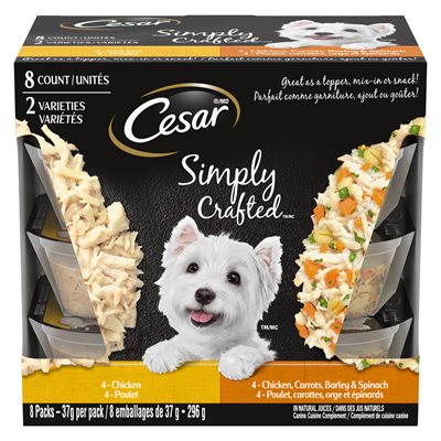 Cesar Simply Crafted Chicken & Chicken / Carrots / Barley Variety Pack 2 x 8 / 37g