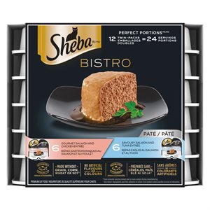 Sheba Bistro Perfect Portions Poulet / Saumon & Saumon / Thon Emballage Varié 2x12 / 75g