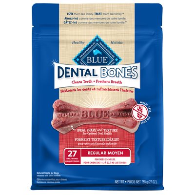 Blue Buffalo Dental Bones Dog Treats Regular Size 27oz