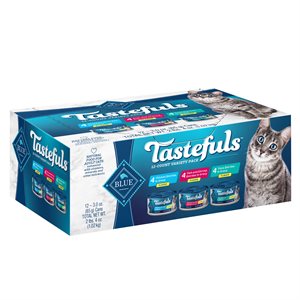 Blue Buffalo Tastefuls Cat Tuna, Chicken, Fish / Shrimp Flaked 12 / 3oz Variety Pack