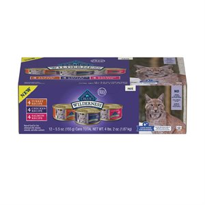 Blue Buffalo Wilderness Cat Chicken / Salmon / Turkey Variety Pack 12 / 5.5oz