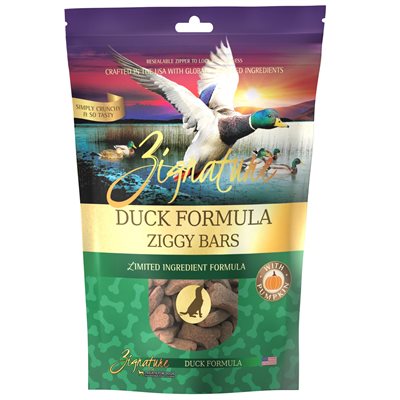 Zignature Ziggy Bars Duck Formula Biscuit Treats for Dogs 12oz 