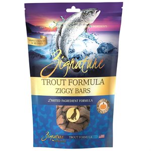 Zignature Ziggy Bars Trout Formula Biscuit Treats for Dogs 12oz 