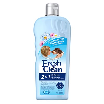 PetAg « Fresh 'n Clean » Shampooing Revitalisant 2-en-1 Parfum Poudre pour Bébé 18oz
